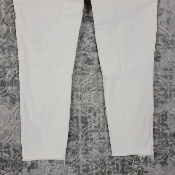 Madewell Jeans Women's 28 White 10" High-Rise Skinny Crop  Button Fly Raw Hem - Picture 7 of 15